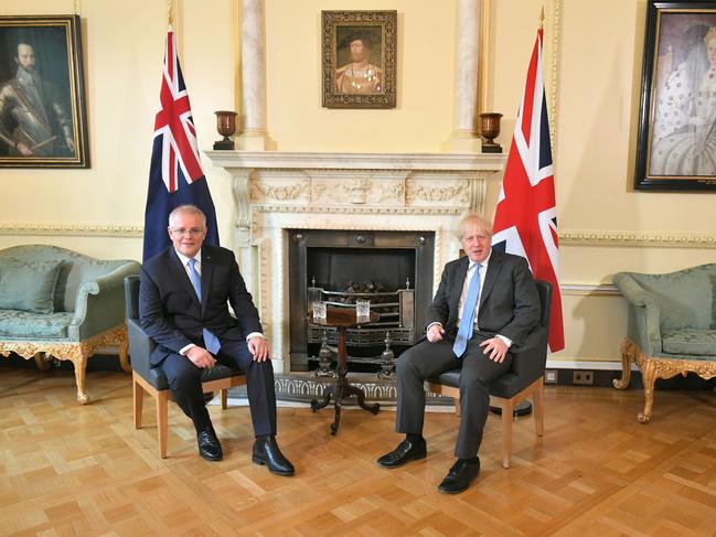 The two prime ministers at 10 Dowing Street. Picture: Getty Images