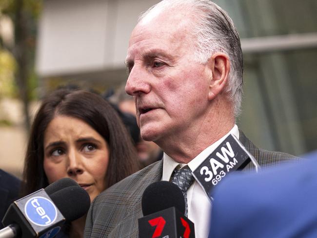 Paramedic Paul Judd talks to media outside Victoria County Court after Amanda Warren and Caris Underwood were spared jail for assaulting him. Picture: AAP