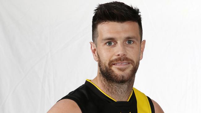 Richmond skipper Trent Cotchin is at the centre of a uniform war. Picture: Michael Klein