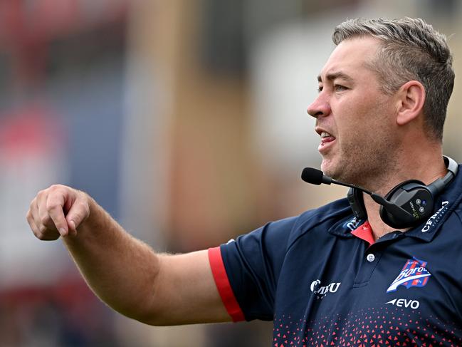 Port Melbourne coach Adam Skrobalak during the VFL football match between Coburg and Port Melbourne in Coburg, Saturday, April 2, 2022. Picture: Andy Brownbill