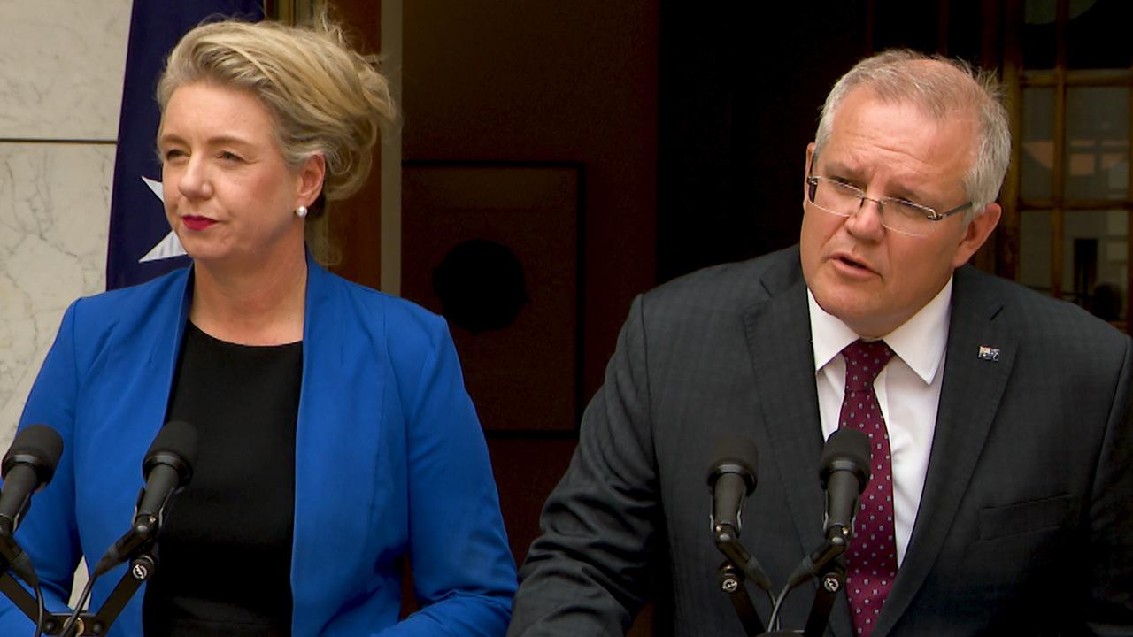 Minister for Agriculture Bridget McKenzie and Prime Minister Scott Morrison speak to the media last week. Picture: Marc Tewksbury/AAP