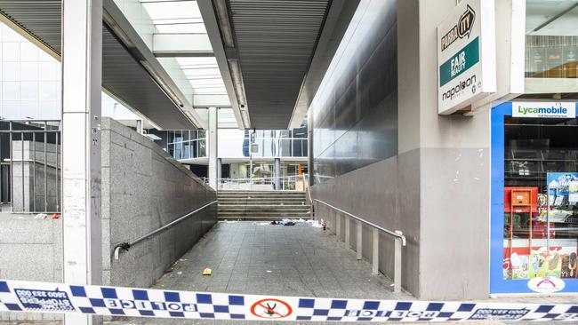 Parramatta station, between Argyle and Fitzwilliam streets, where a fight and stabbing took place. Picture: Jenny Evans