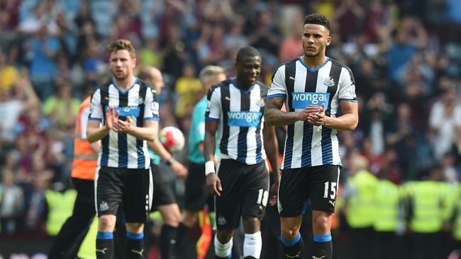 Newcastle United defender Jamaal Lascelles reacts after the full time whistle.