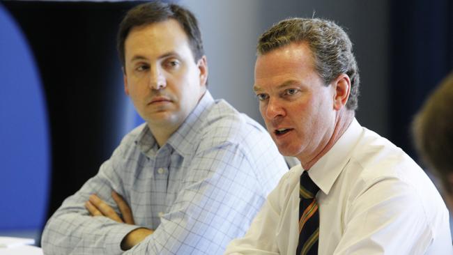 Round table discussion  at the Princeton Room, Bond Univeristy, in the wake of the release of the Gonski Report  - (l-r) Moncrieff MP Steven Ciobo, Shadow Federal Educatin Minister Christopher Pyne