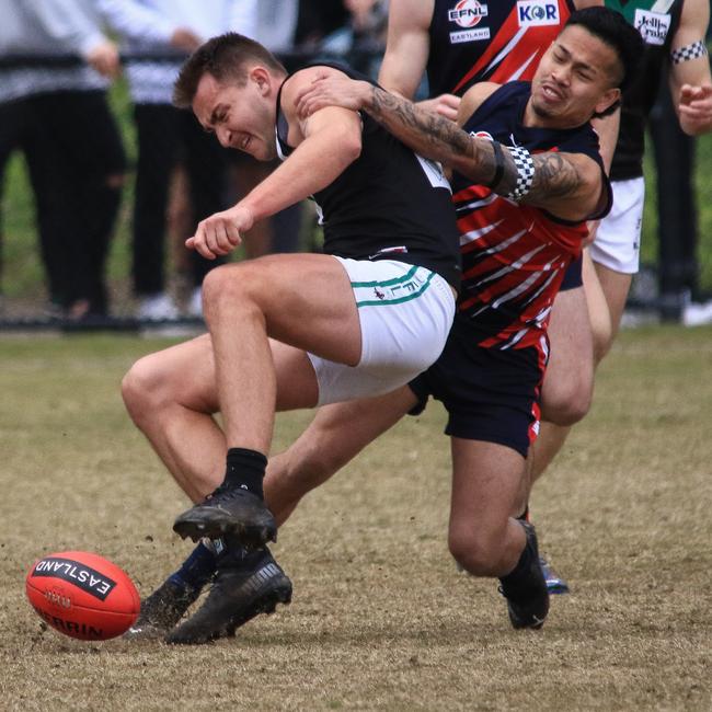 Little separated the Blues and Magpies on Saturday. Picture: Davis Harrigan