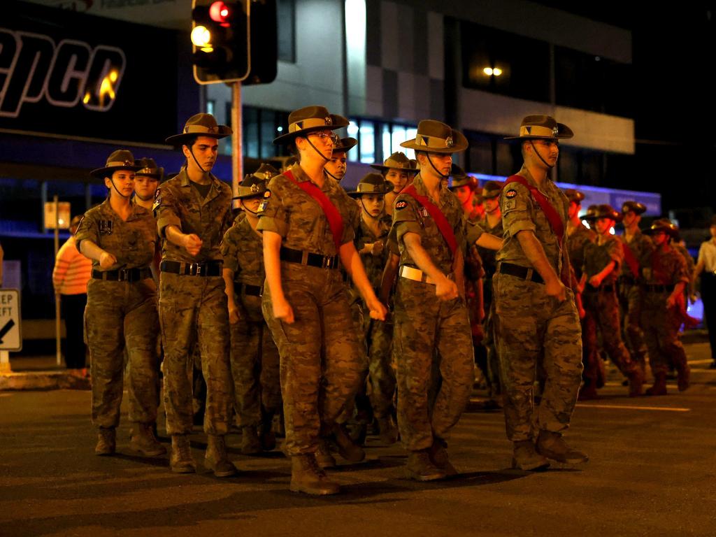 Hundreds of people joined veterans old and young at the Mackay Dawn Service march, Mackay Anzac Day 2025. Pictures: Mackay Regional Council.