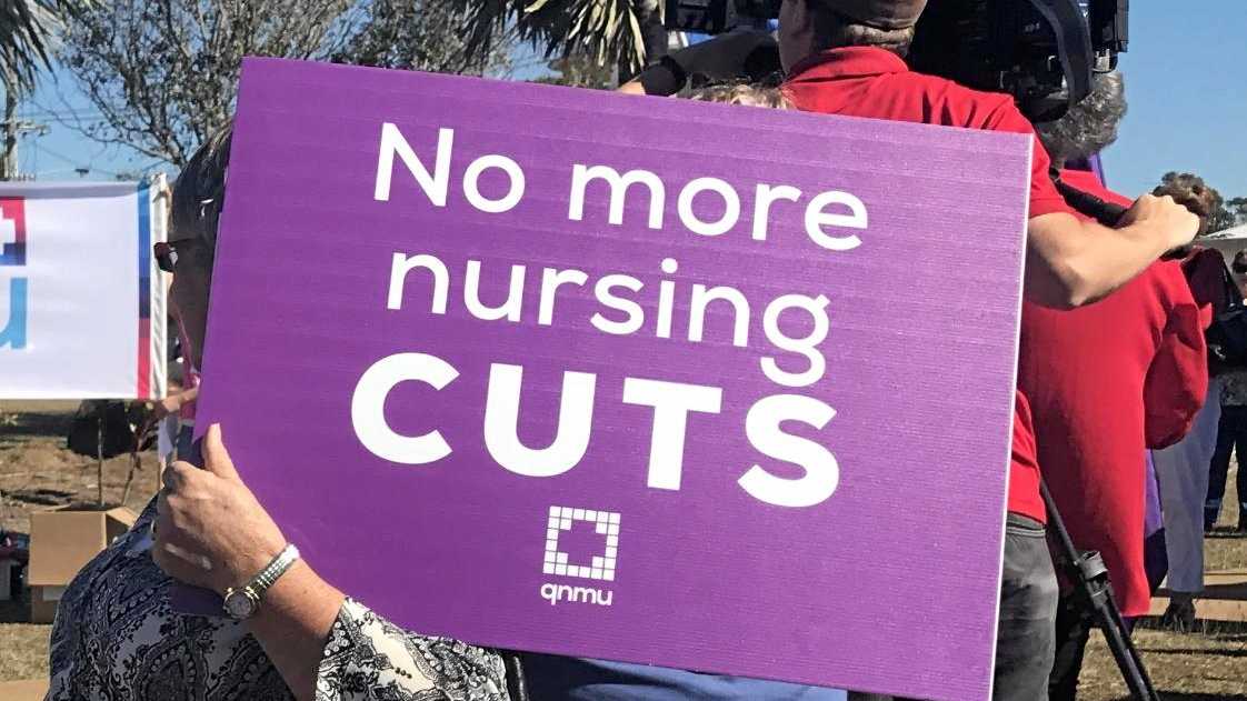 A rally was held to protest cuts to aged care nurses. Picture: Crystal Jones