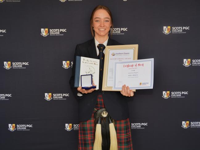 Scots PGC College Mayor's Medal year 12 recipient Jessica Angus at awards day on November 16, 2023.