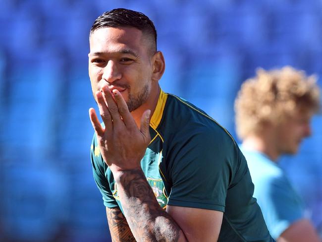 Folau looked relaxed at training on Friday.