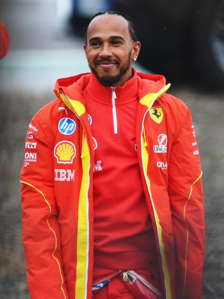 Lewis Hamilton in Ferrari red will take some getting used to. (Photo by Rudy Carezzevoli/Getty Images)