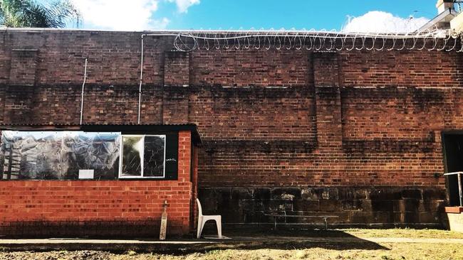 In the exercise yard at Parramatta Gaol.