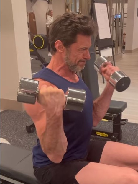 New social media post of Hugh Jackman working out. Instagram