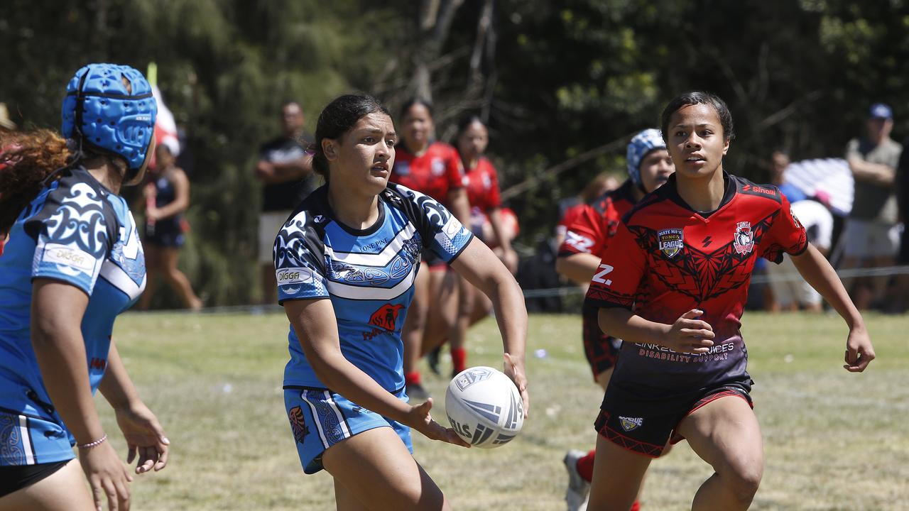 Amirah Smith from Maori Ma. U16 Girls Maori Ma v Tonga. Harmony Nines Rugby League. Picture: John Appleyard