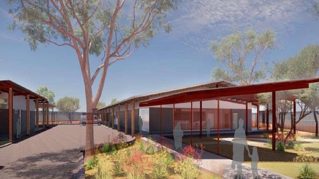 Artistic render of the proposed Ali Curung health clinic at 8 Warlpiri St, Ali Curung, which will replace the existing Ali Curung Primary Health Centre on Jangala St. Picture: Hames Sharley