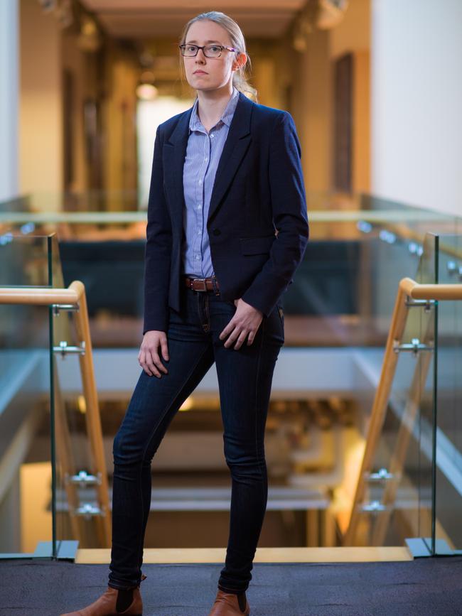 Professor Phiala Shanahan in the halls of MIT. Picture: Gretchen Ertl