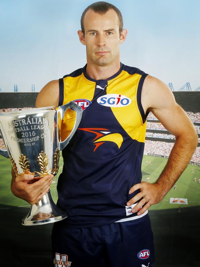 Shannon Hurn missed out on holding the premiership cup last year. Picture: Colleen Petch