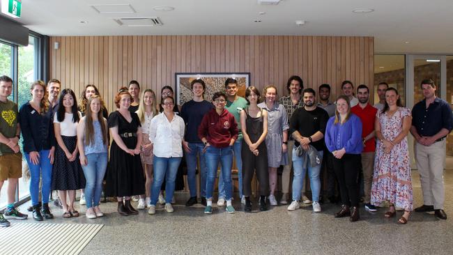 Corey Gibson (far right) with fellow first year students. Picture: Supplied