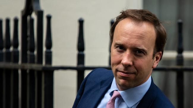 Matt Hancock leaves 10 Downing Street after the daily coronavirus briefing. Picture: Getty Images.