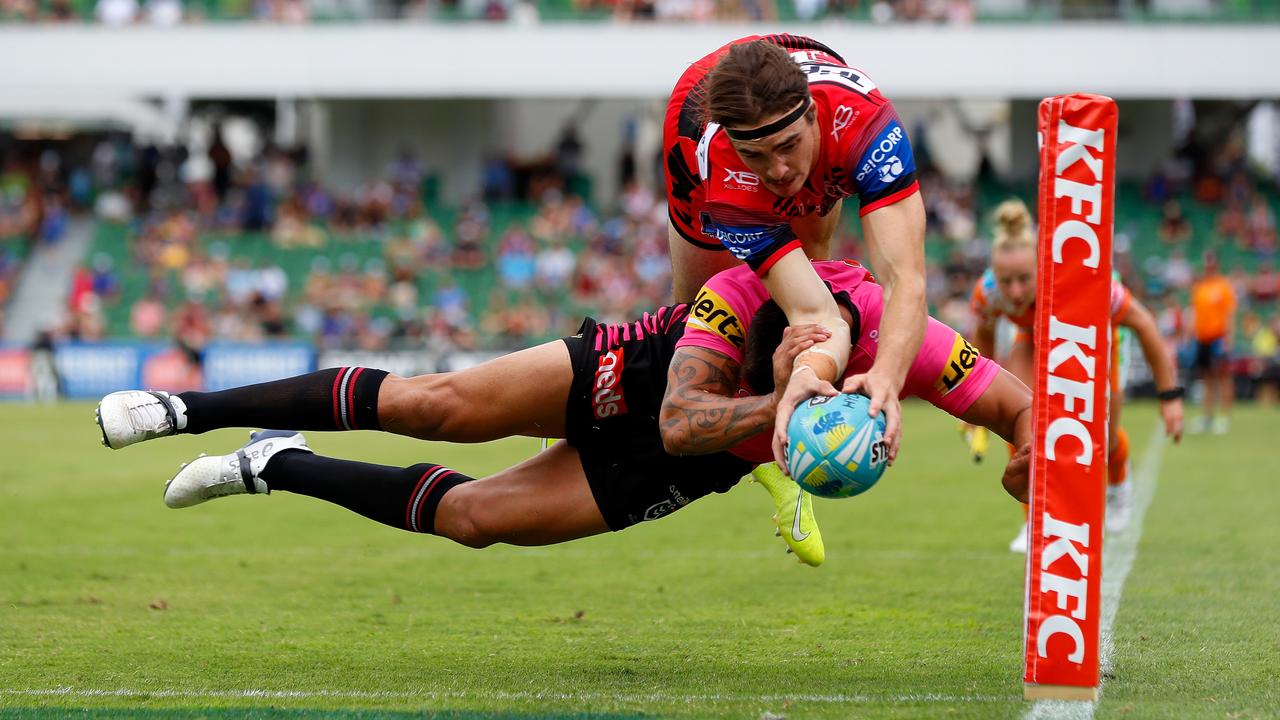 Cody Ramsey burst onto the scene at the 2020 NRL Nines in Perth. Picture: Getty Images