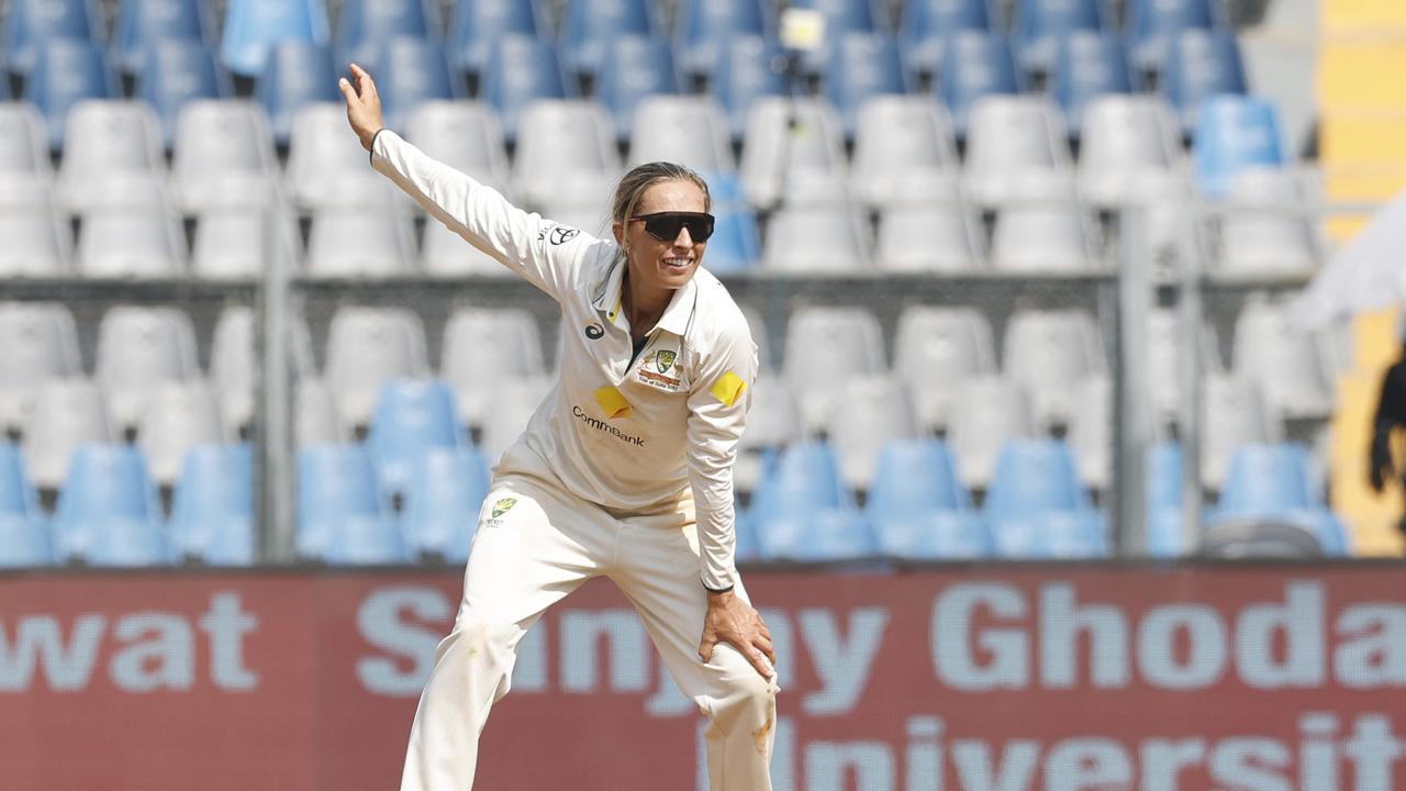 All-rounder Ash Gardner’s off-spin bowling has become Australia’s biggest weapon in Test cricket during 2023. She claimed five wickets for the match in the Mumbai loss. Picture: Pankaj Nangia / Getty Images