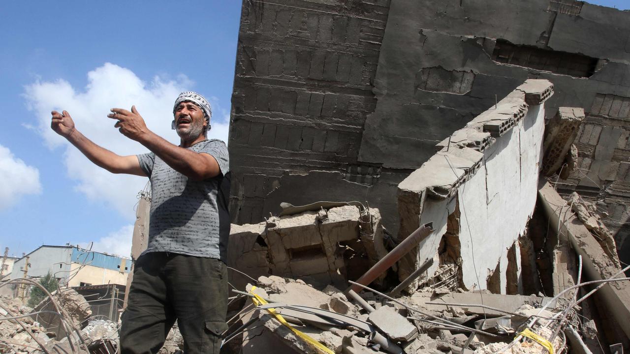 A man inspects the damage to a building after an Israeli strike in the southern town of Kfour, in the Nabatiyeh district, on August 17. Picture: AFP