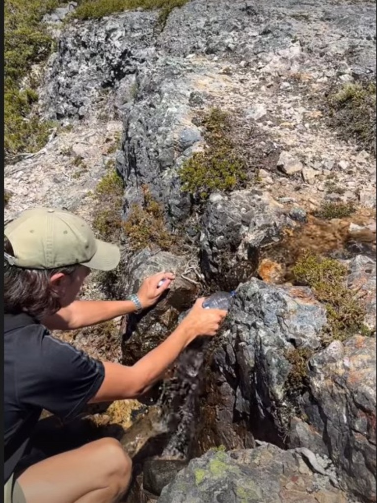 Count Nikolai collecting Cradle Mountain spring water. Picture: Instagram.