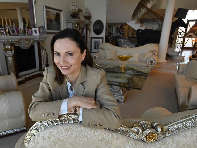 07/10/2020 : Anna Palmer, wife of Clive Palmer, in her home on Sovereign Island on the Gold Coast . Anna is running as the UAP candidate for Currumbin in the upcoming QLD state election.  Pic Lyndon Mechielsen