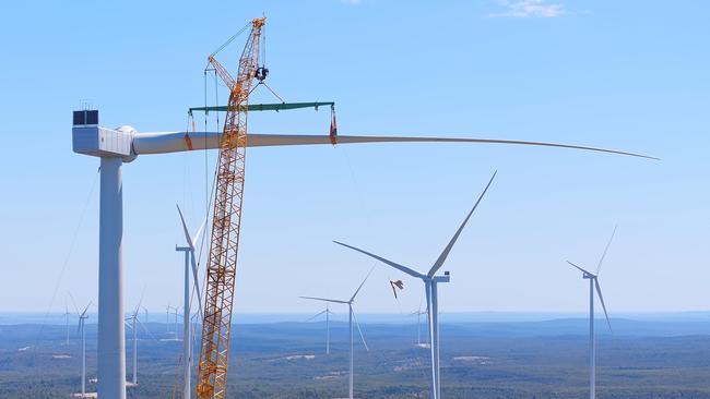 MacIntyre Wind Farm outside Warwick has smashed its construction targets with the project having installed it's 100th turbine. Photo: Supplied