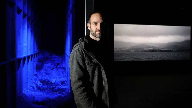 Artist and filmmaker James Newitt, at his Dark Mofo installation, <i>Delay</i>, which is inspired by a true story. Picture: SAM ROSEWARNE