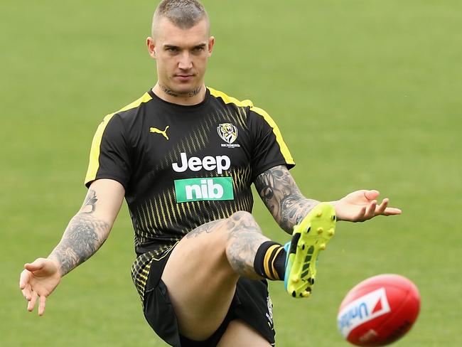 Dustin Martin on day one of pre-season training.