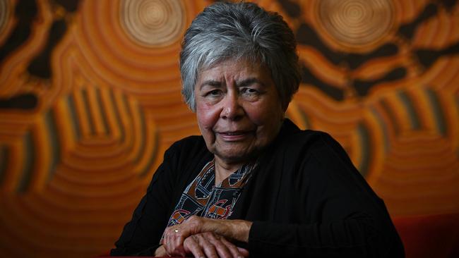 First to appear before the Inquiry, Aunty Lesley Williams 77, on the first day of sitting for the Truth Telling and Healing Inquiry, at the convention centre in South Brisbane. Picture: Lyndon Mechielsen / Courier Mail