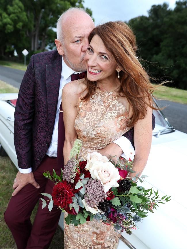 The newly married couple prepare to hit the road. Picture: Liam Kidston