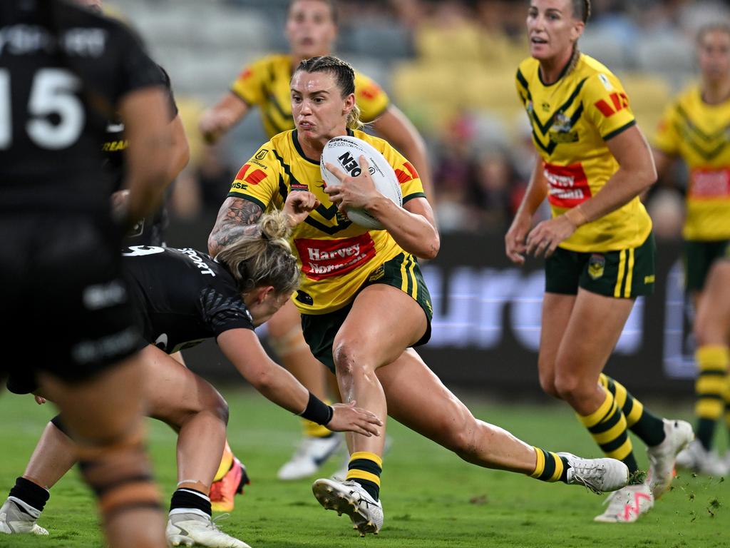 Jillaroos winger Julia Robinson in action against New Zealand at Queensland Country Bank Stadium in Townsville on October 14, 2023. Picture: NRL Imagery