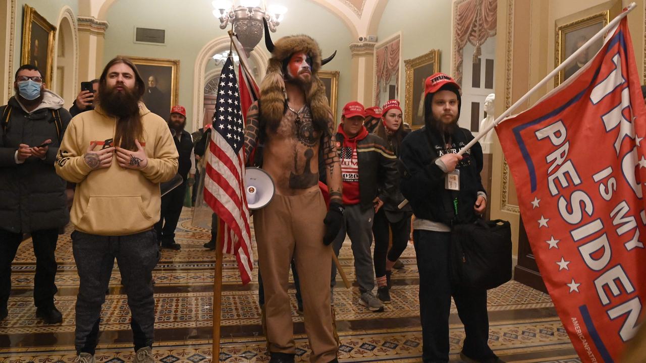 Mr Trump supporters inside the US Capitol on January 6. Picture: Saul Loeb/AFP