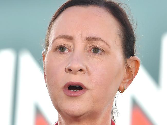 BRISBANE, AUSTRALIA - NewsWire Photos October 15, 2021:  Health Minister Yvette D'Ath at a press conference at Bunnings Warehouse in Stafford.Picture: NCA NewsWire / John Gass