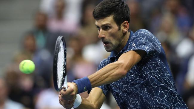 Novak Djokovic is in control against Juan Martin del Potro. Picture: Getty