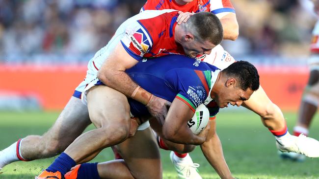 Roger Tuivasa-Sheck was well contained by the Knights. Picture: Getty Images