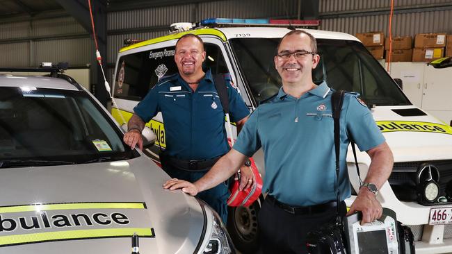 Advanced care paramedic Craig Hill has teamed up with Queensland Health clinical psychologist Kirin Brown to provide mental health care outside of the hospital setting. Picture: Brendan Radke