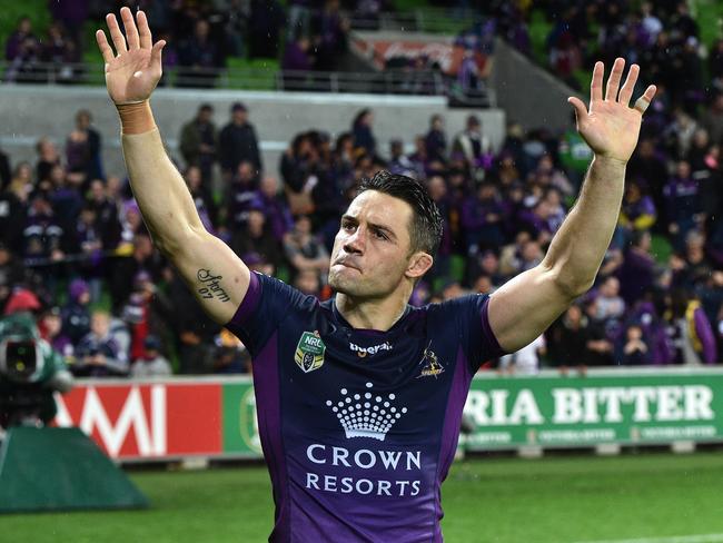 ‘Goodbye, Storm fans: Cooper Cronk has announced he will move to Sydney at season’s end. Picture: AAP