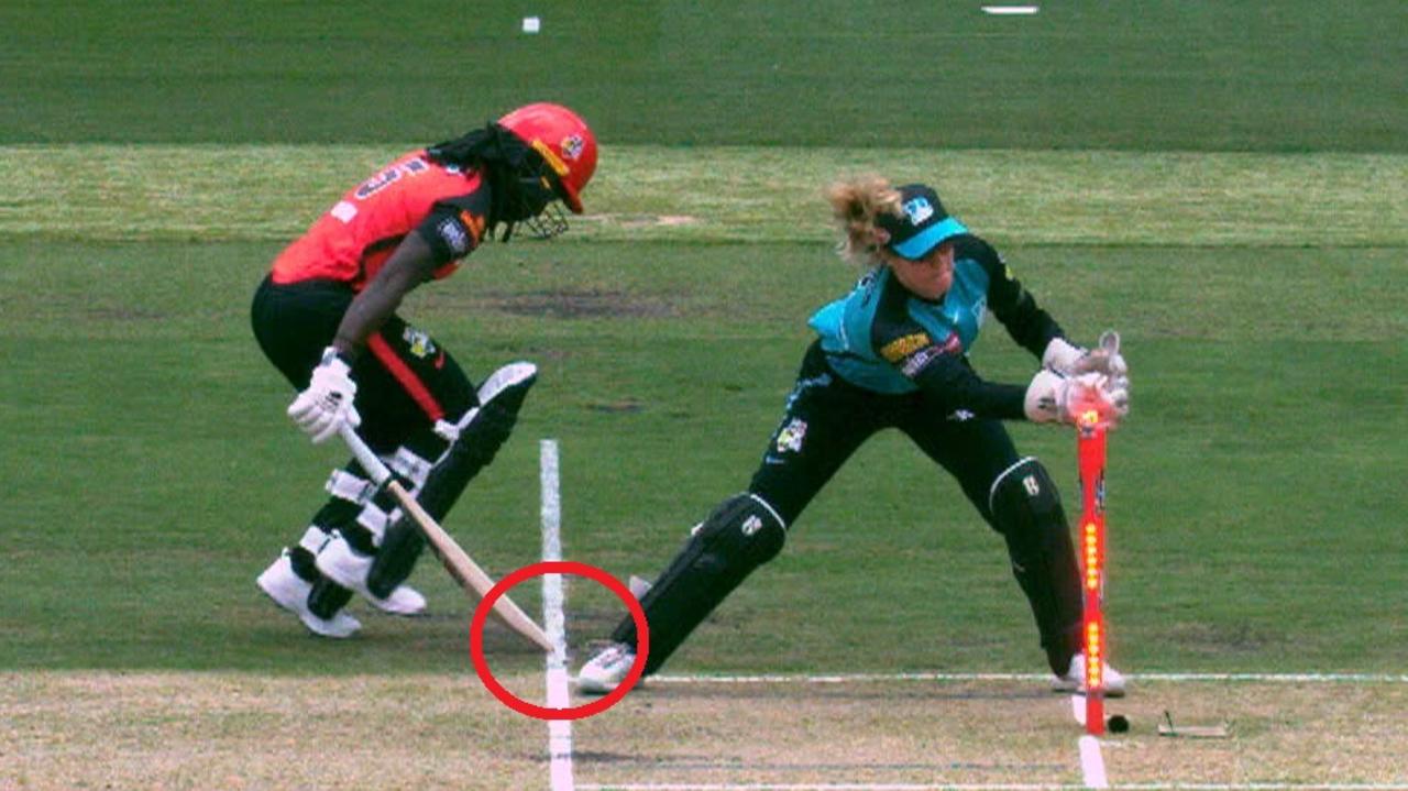 Deandra Dottin was run out in bizarre circumstances.