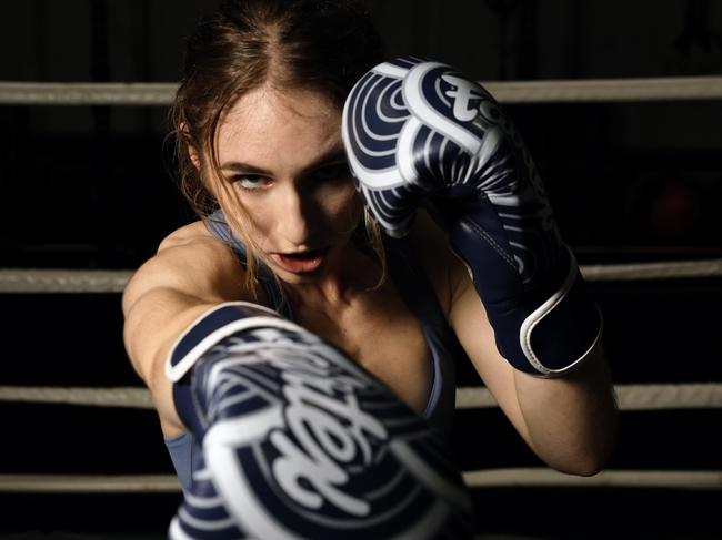 DF Gym's Hannah Dayes is fighting for a Powerhouse belt in Mackay's Powerhouse fight series this Saturday. Picture: Brendan Radke