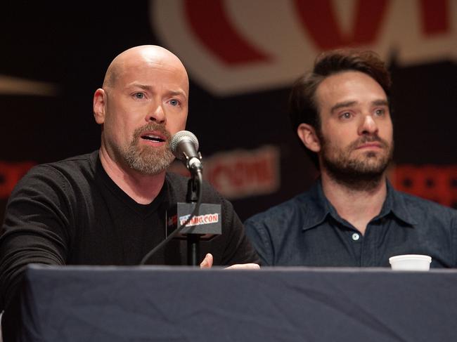 Steven DeKnight with the show’s star Charlie Cox, who will return in the reboot. Picture: D Dipasupil/Getty Images