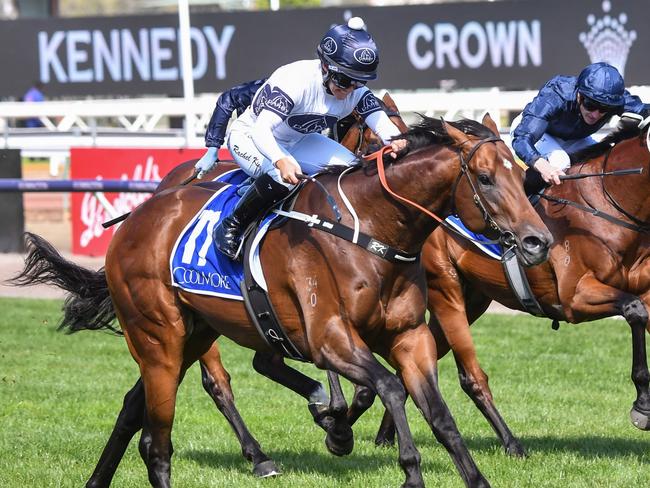 Ozzmosis ridden by Rachel King wins the Coolmore Stud Stakes at Flemington Racecourse on November 04, 2023 in Flemington, Australia. (Photo by Pat Scala/Racing Photos via Getty Images)