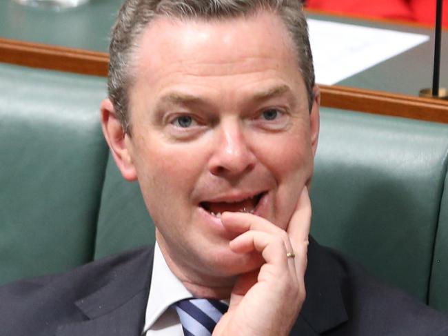 Question Time in the House of Representatives in Parliament House in Canberra. The Leader of the House and Minister for Education Christopher Pyne, with the Social Services Minister Scott Morrison during Question Time in the House of Representatives in Parliament House Canberra. Pic by Gary Ramage