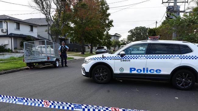 Police at the scene of the April 16 drive-by shooting at Guildford West. Picture: Gaye Gerard / NewsWire’
