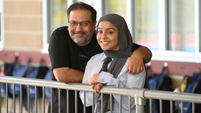 Hassan Ali with 17-year-old daughter Zohha Hassan, who is in year 12. Picture: Lyndon Mechielsen