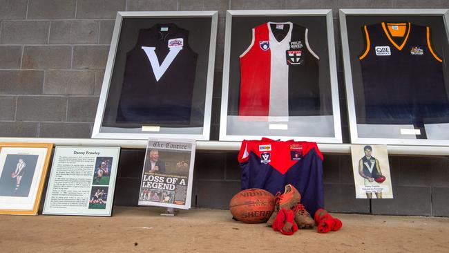 Tributes at the Bungaree Demons Football Club where Danny Frawley played as a youngster. Picture Jay Town