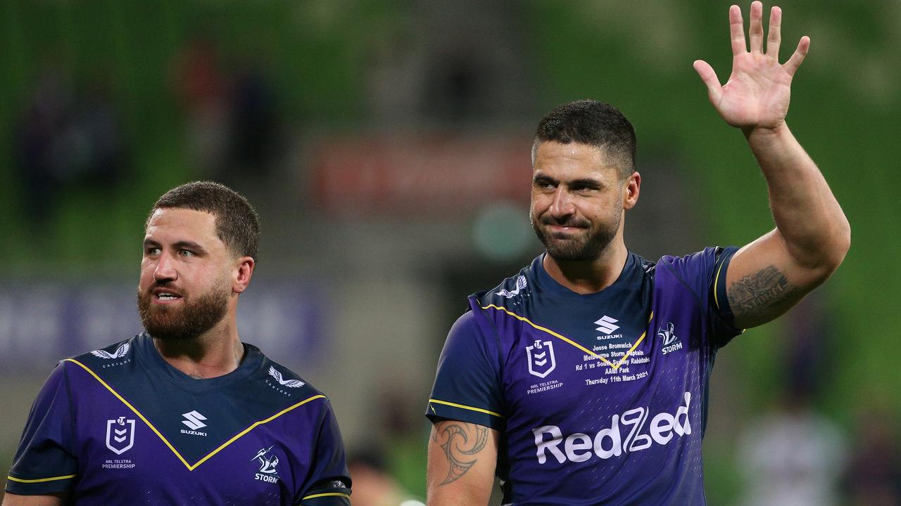 Brothers Kenny and Jesse Bromwich will leave the Storm after this season. Picture: NRL Photos