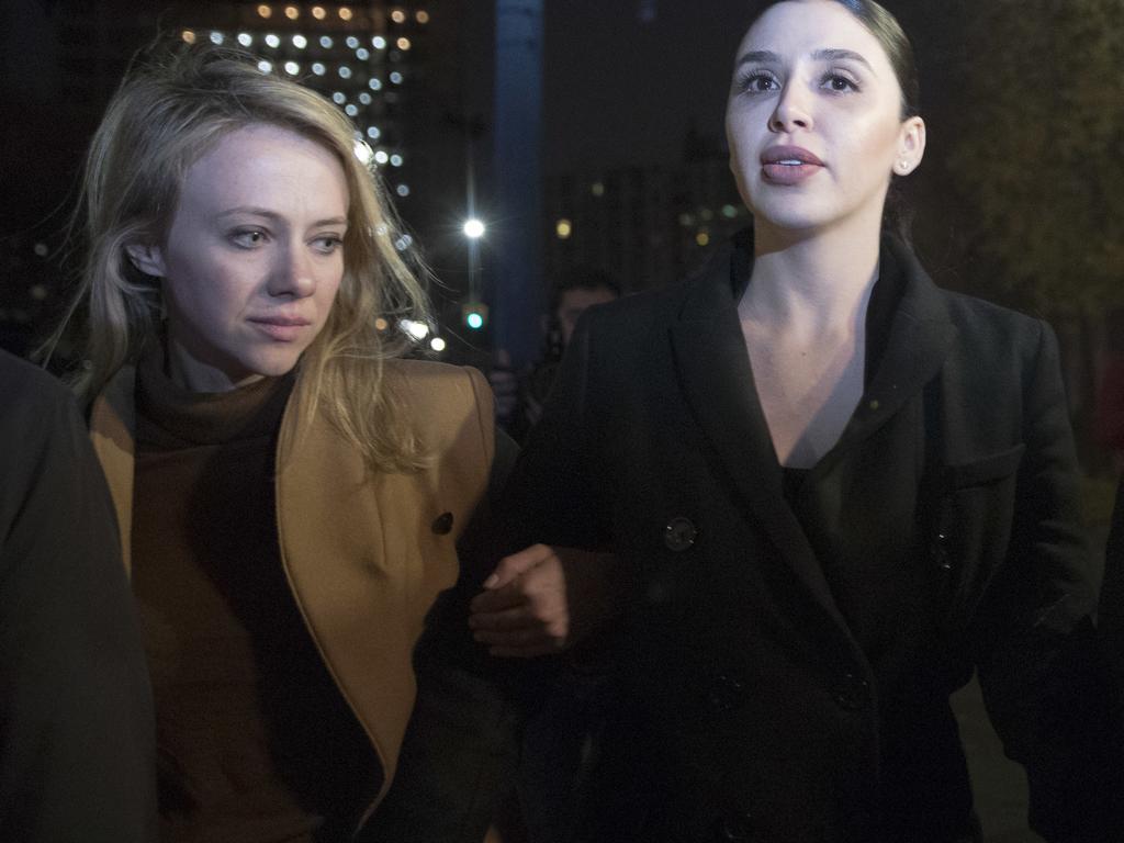 Guzman’s beauty queen wife Emma Coronel, right, was at court in Brooklyn this week. Picture: AP Photo/Mary Altaffer