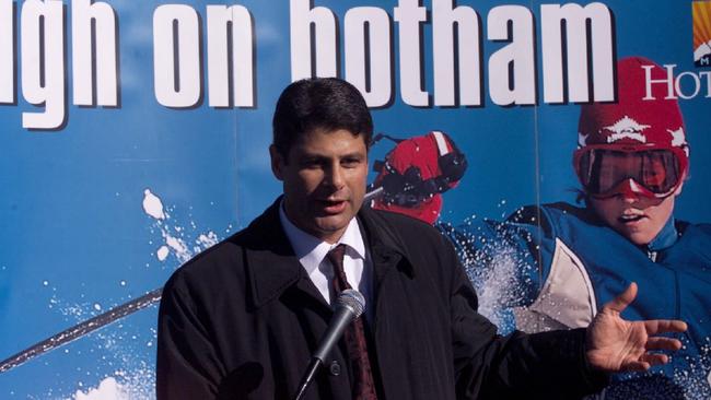 Victorian Premier Steve Bracks at the Mt Hotham airport opening in 2000.